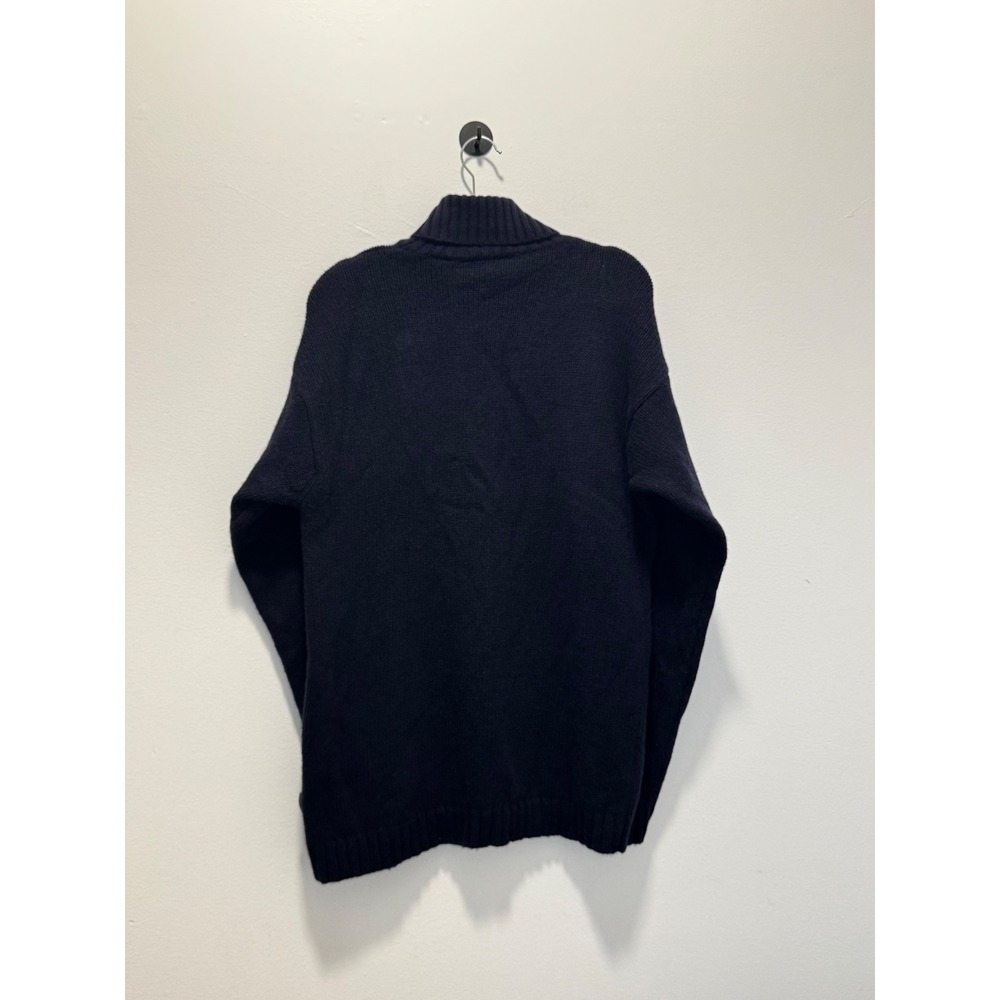 Vintage Timberland Mens Navy Blue Lambswool Blend Striped Turtleneck Sweater M - Picture 3 of 11